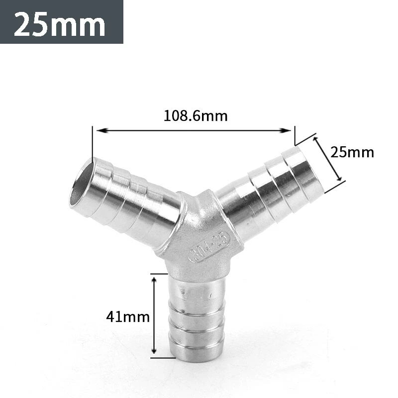 Stainless Steel Y Type Hose Joiner Barbed Splitter Fittings Equal Hose Connector