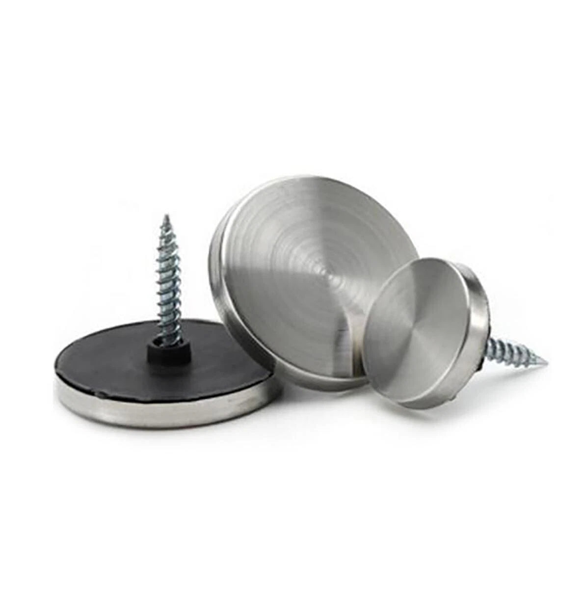 Mirror Screws with Decorative Caps – Polished Stainless Steel Cover, Plastic Washer & Carbon Steel Screw, M12–M40