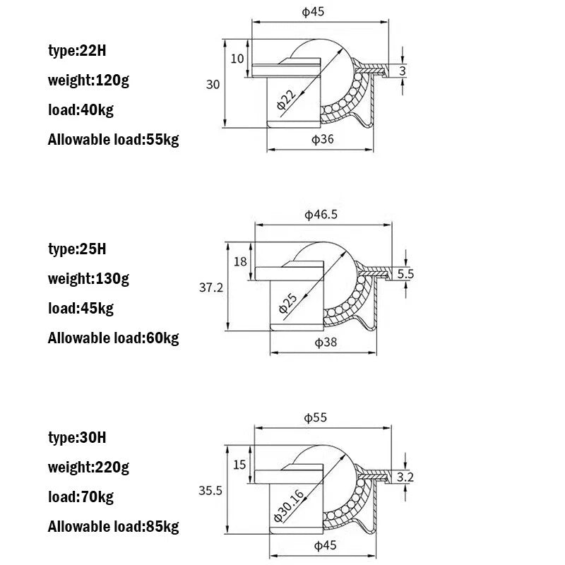 Conveyor Roller Ball Transfer Unit Bearing CY-8H/12H/15H/22H/30H/19C/25C