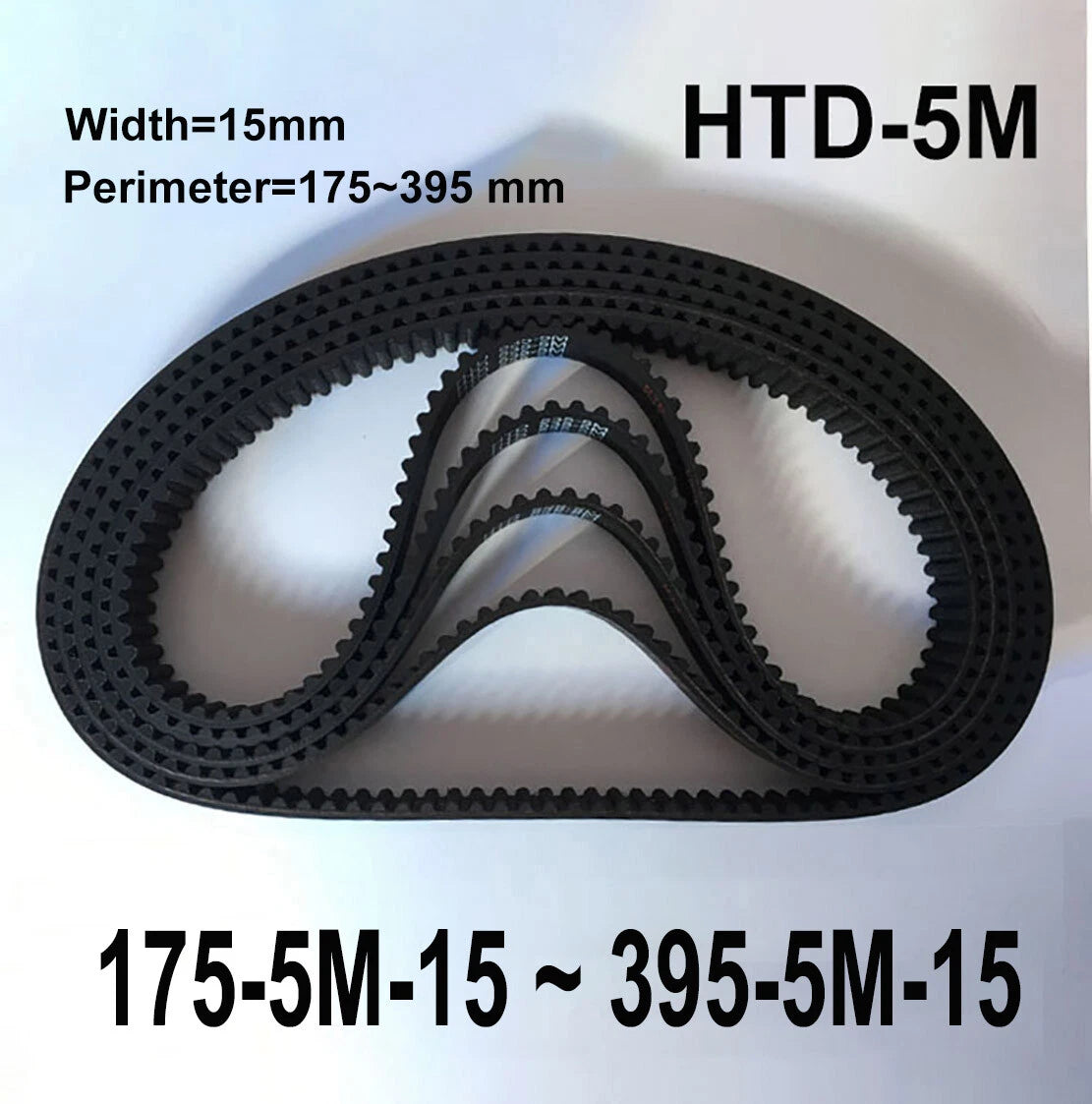 HTD 5M Timing Belt 15mm Wide | Closed Loop Synchronous Belt 175–395mm