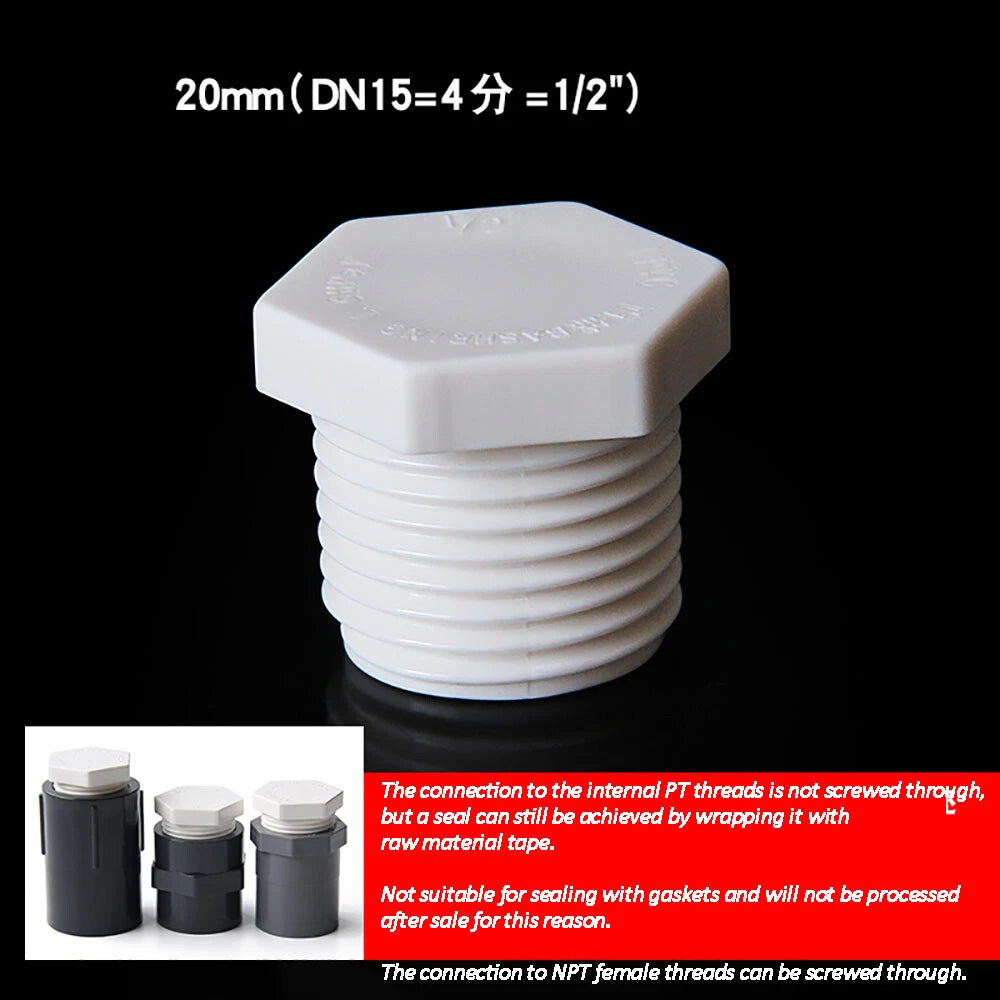 PVC Threaded Male BSP Pipe Fitting - End Cap Stop End Bung Water pipe fittings