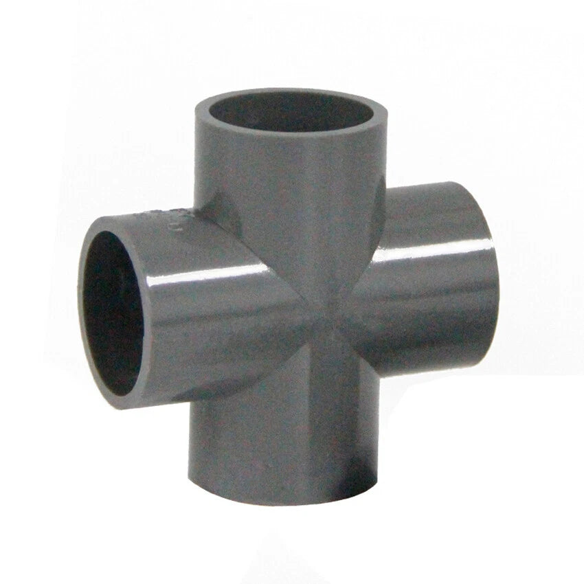 20mm to 160mm Cross Sleeve PVC Pipe Fittings Adhesive Connectors White Blue Gray