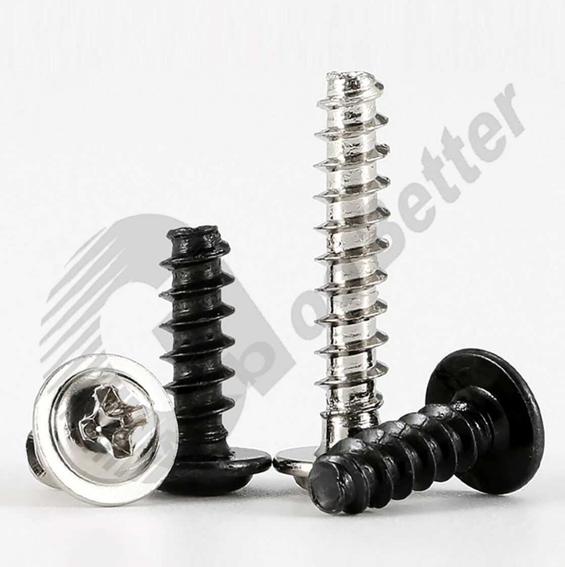 M1.4 M1.7 M2 M2.3 M2.6 M3 M4 Flanged Pan Head Blunt Screws – Nickel or Black Zinc Carbon Steel