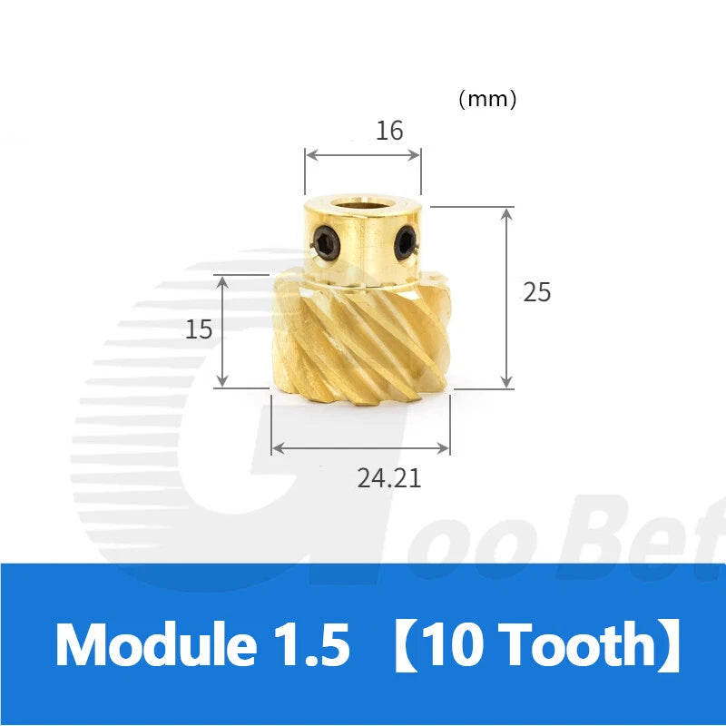 Brass Helical Gear Module 1.5 45° Left-hand 10-15 Tooth Motor Pinion 8-15mm Bore