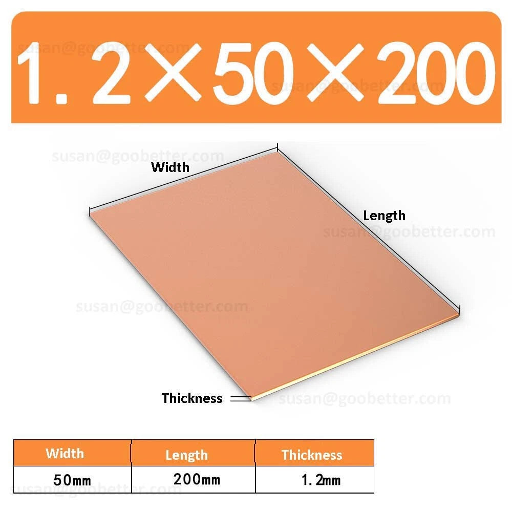 Natural Copper Sheet Metal guillotine cut - 0.3mm to 6.0mm - Multiple Sizes