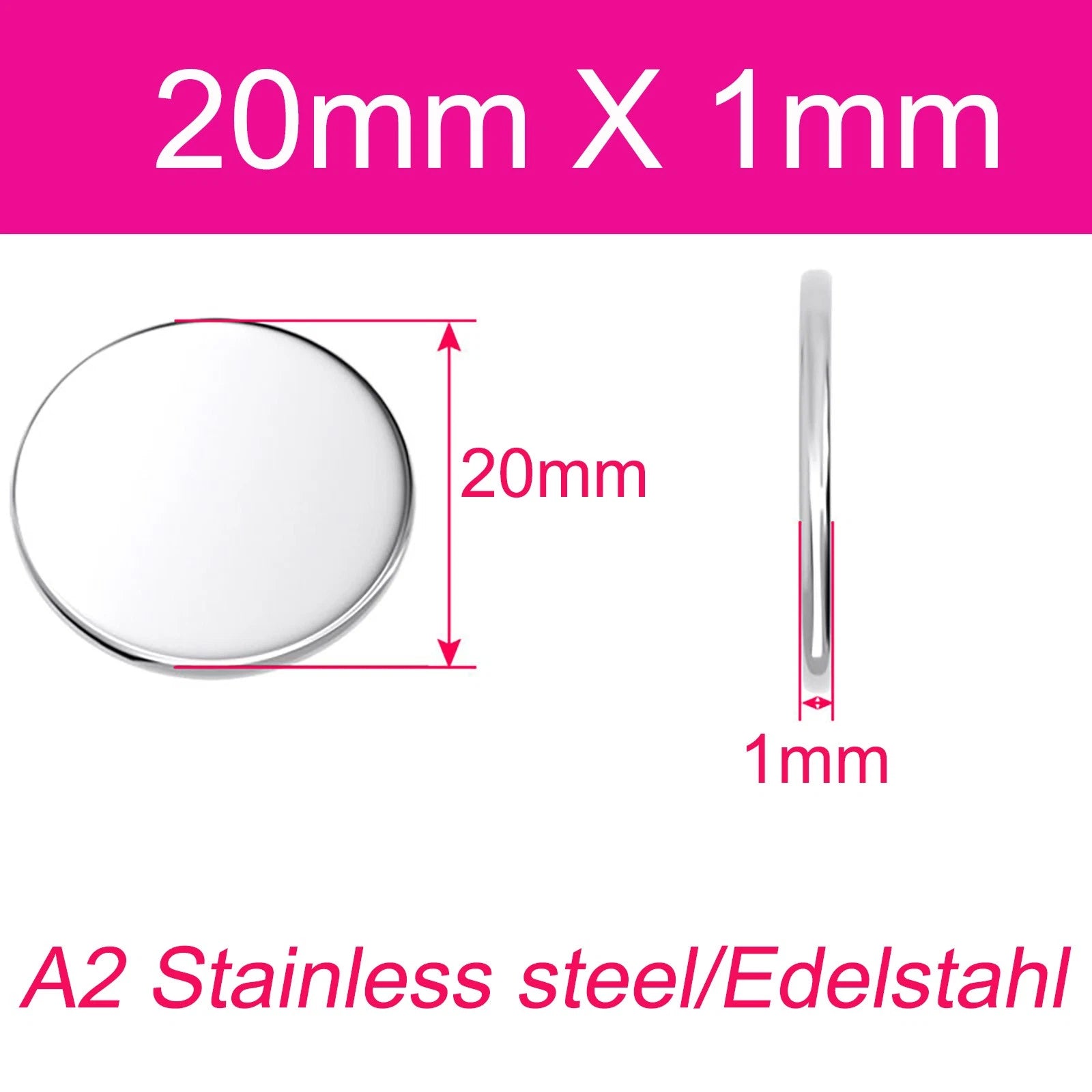 Round Plate A2 Stainless Steel Sheet Plate Thick 1/1.5/2/2.5/3/4/5mm Dia 6-80mm