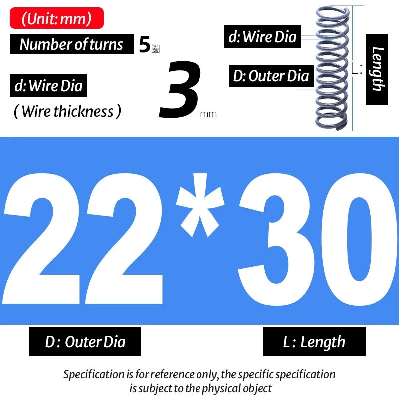 Compression Spring Pressure Big, Wire Dia 3.0mm Diameter 16-40mm Length 20-200mm