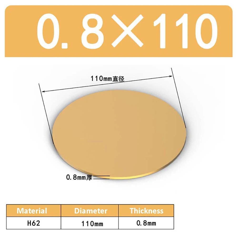 H62 Solids Brass Discs Blanks Metal Round Sheets OD 10mm-300mm Thick 0.3mm-4mm