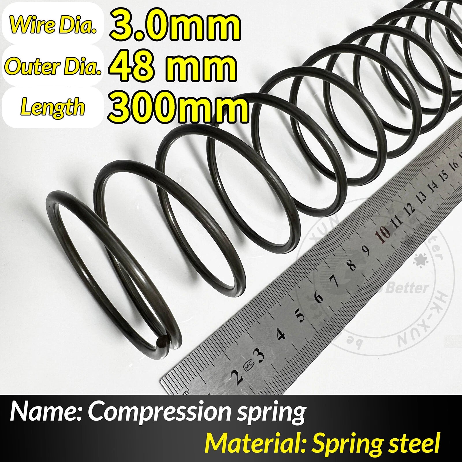 Compression Spring Pressure Springs, Wire Dia 2-3.5mm, OD 10-60mm, Length 300mm