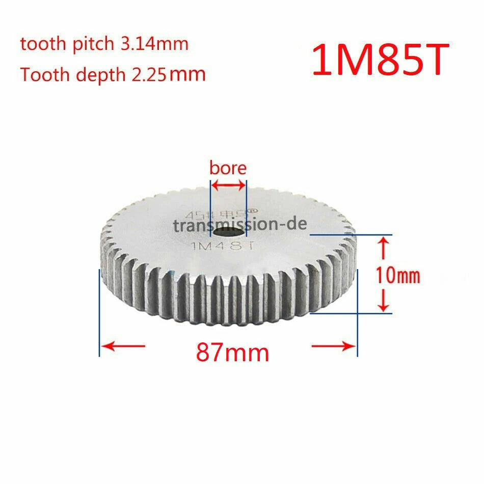 1/1.5 Mod 12T-150T Spur Gear 45# Steel Pinion Gear Thickness 1M-10mm 1.5M-15mm