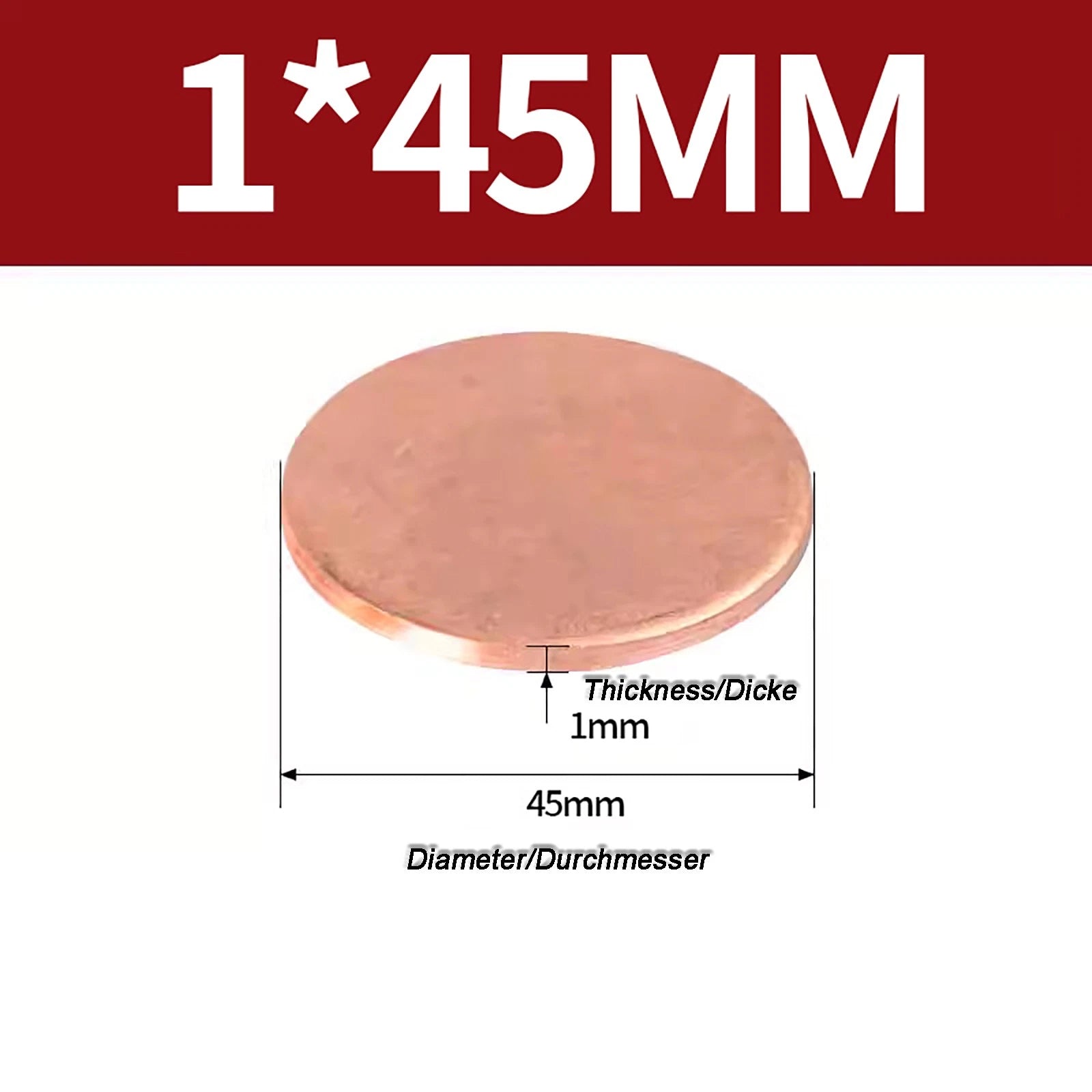 Solid Pure Copper Discs Blanks Round Plate Metal Sheet Thick 0.3~6mm Ø10mm~150mm