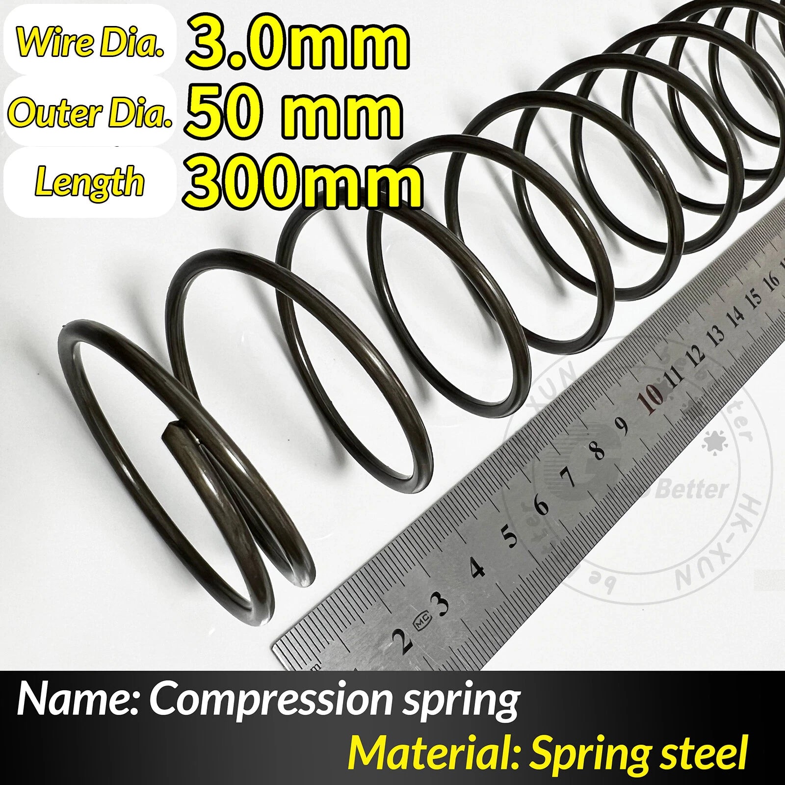 Compression Spring Pressure Springs, Wire Dia 2-3.5mm, OD 10-60mm, Length 300mm