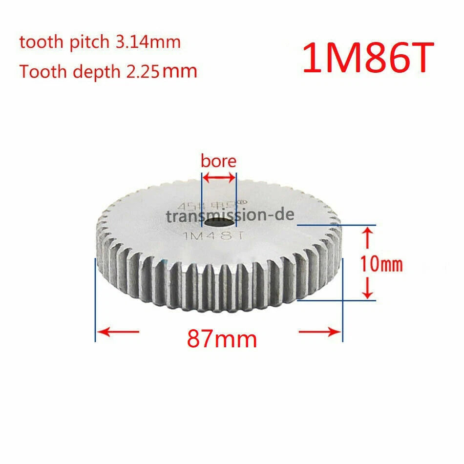 1/1.5 Mod 12T-150T Spur Gear 45# Steel Pinion Gear Thickness 1M-10mm 1.5M-15mm