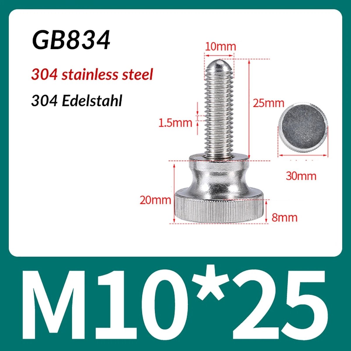 A2 Stainless Steel Knurled Thumb Screws – M2 to M10, Hand Turn Knob Bolts, 4 - 60mm Lengths - HomeDIYer