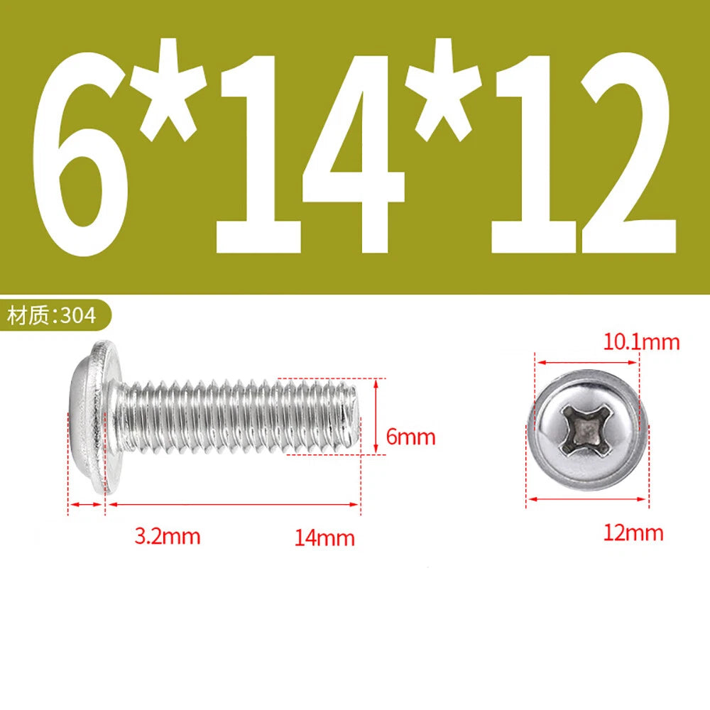 Phillips Flanged Button Head Screws M1.4–M6 | 304 Stainless Steel
