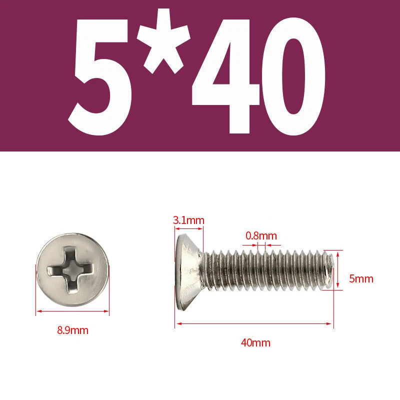 Phillips Machine Screws Countersunk Nickel Plated Steel DIN 965 Flat Head M1~M6