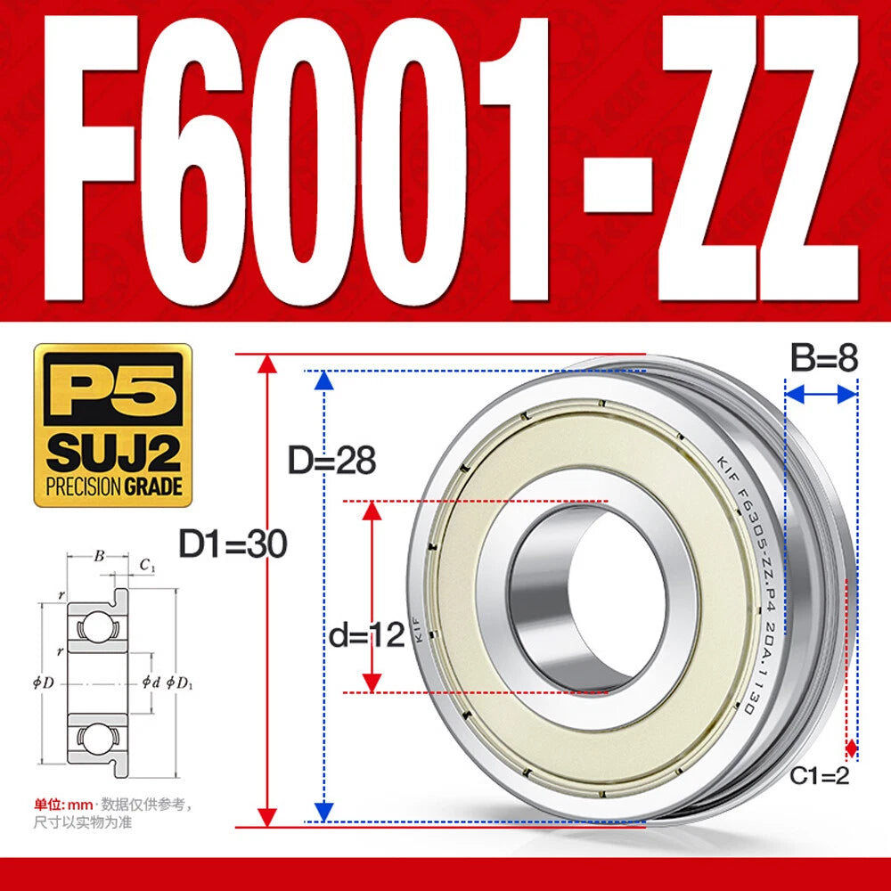 Mini Metal Shielded Flanged Ball Bearings - Model Complete Inner Diameter 2-50mm