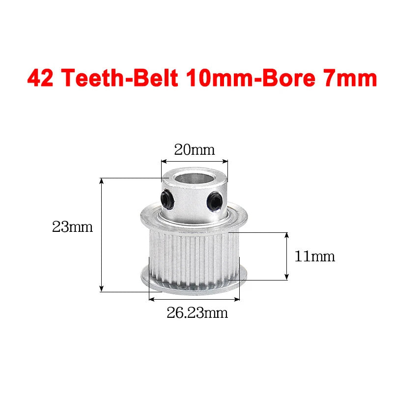 2GT Drive Pulley With Step 16 Tooth - 100 Tooth Bore 4mm - 25mm for 10mm Belt