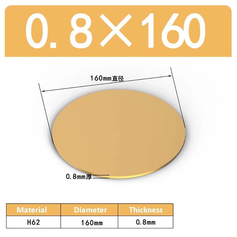 H62 Solids Brass Discs Blanks Metal Round Sheets OD 10mm-300mm Thick 0.3mm-4mm