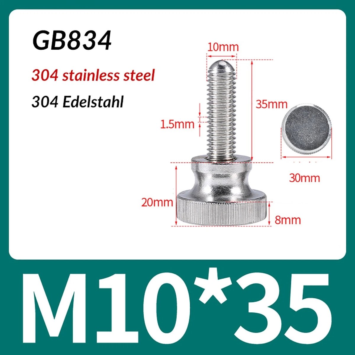 A2 Stainless Steel Knurled Thumb Screws – M2 to M10, Hand Turn Knob Bolts, 4 - 60mm Lengths - HomeDIYer