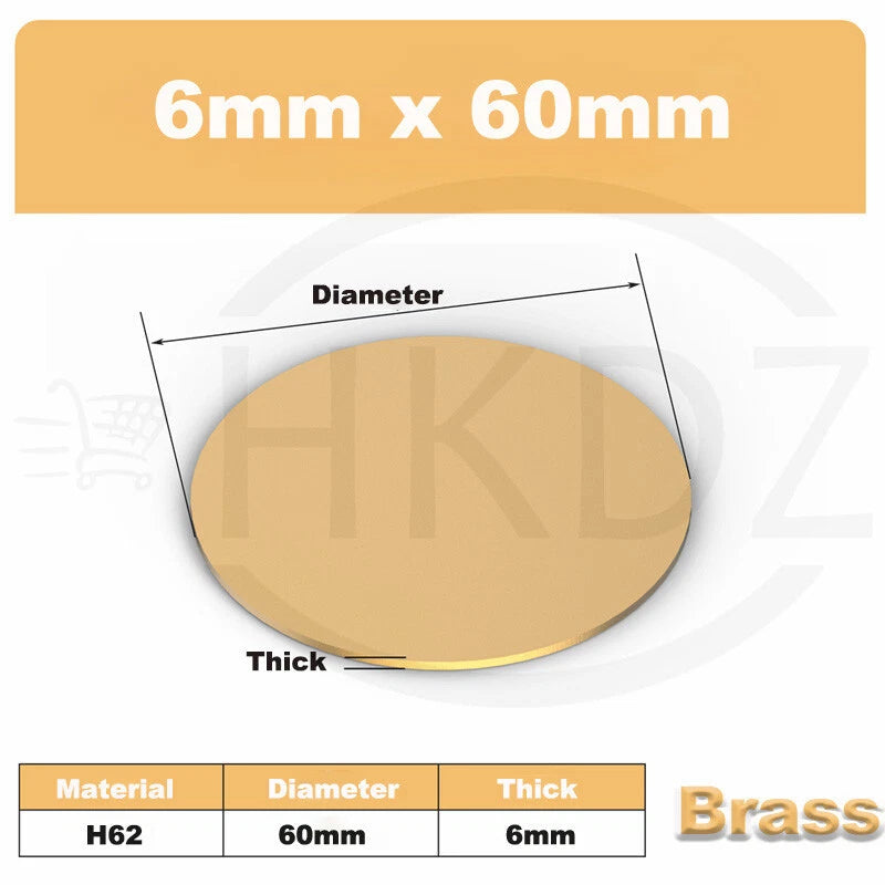 H62 Solid Brass Discs Plate Round Sheets Thickess 4/5/6mm Diameters 10mm -300mm