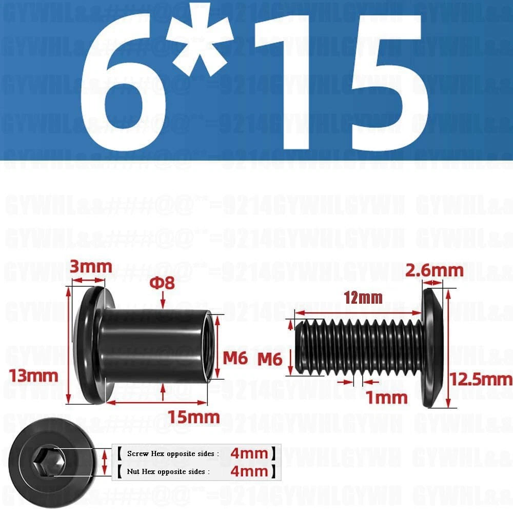 Metric Furniture Connector Bolts with End Cap Nuts — Stainless Steel M2 to M10