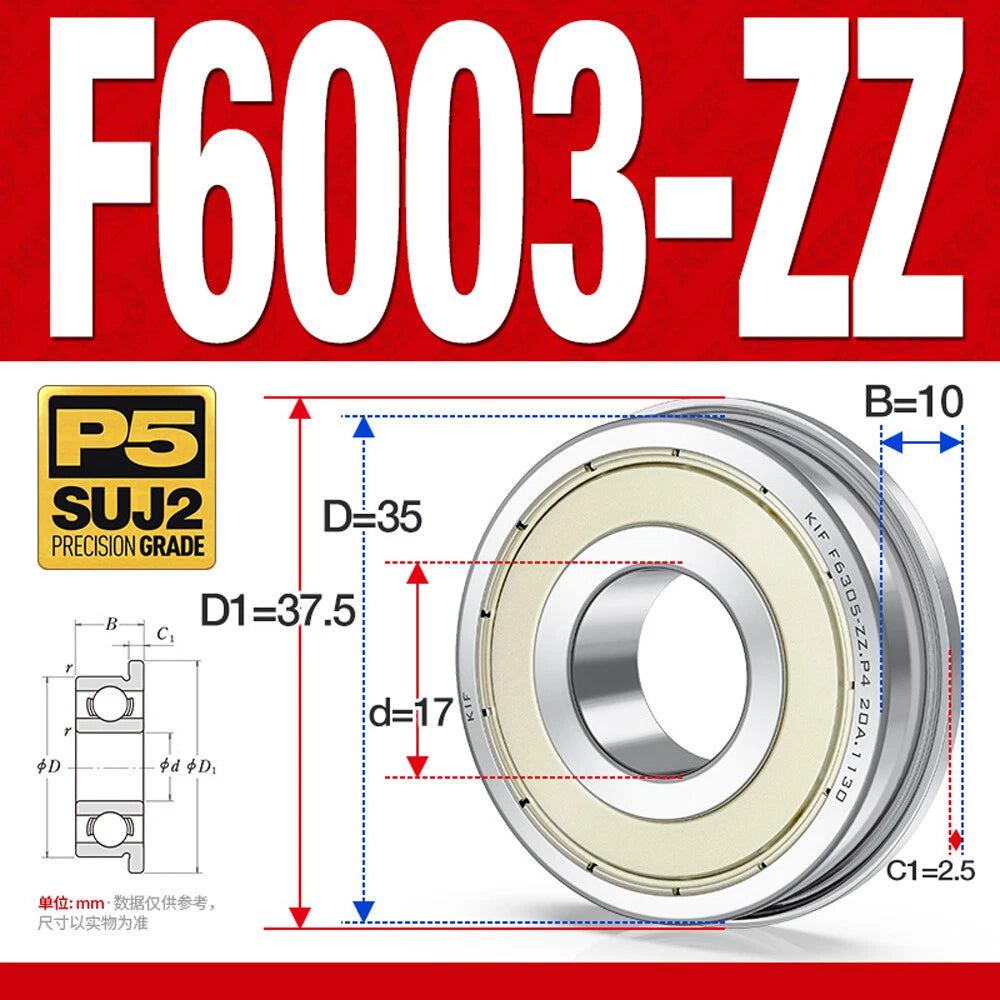 Mini Metal Shielded Flanged Ball Bearings - Model Complete Inner Diameter 2-50mm