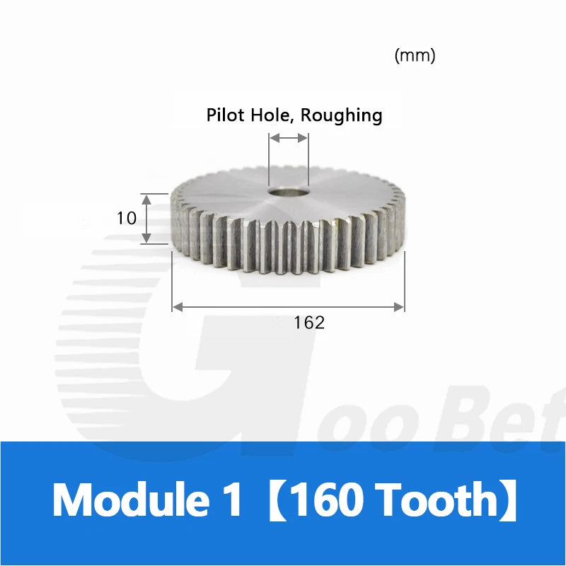 Mod 1 1.5 2 2.5 3 4 5 Spur Gear C45 Steel 12 Tooth - 160 Tooth Motor Pinion Flat