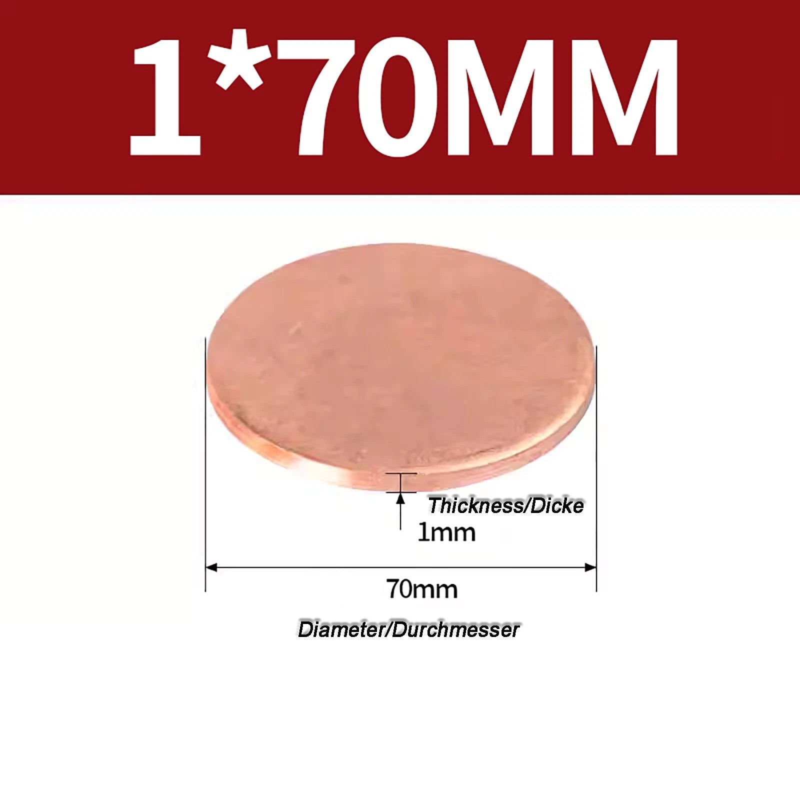 Solid Pure Copper Discs Blanks Round Plate Metal Sheet Thick 0.3~6mm Ø10mm~150mm