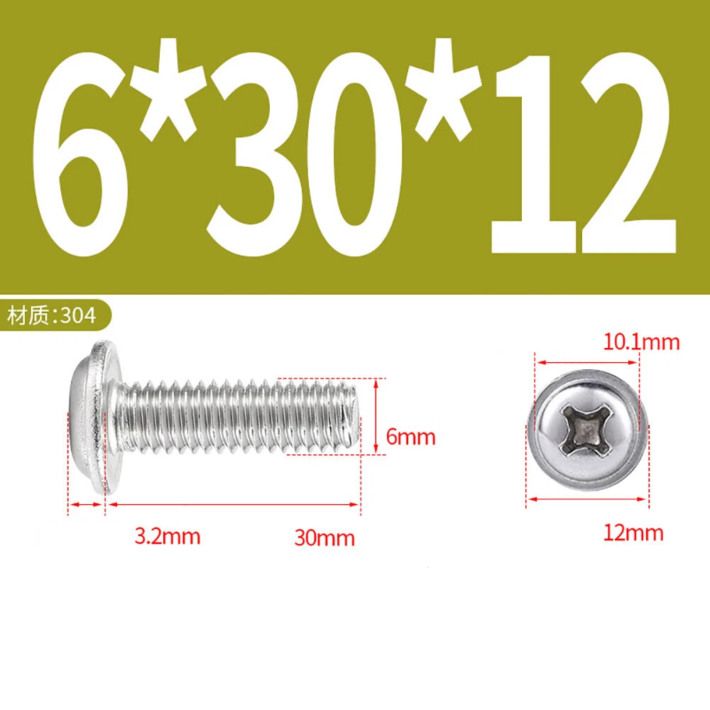 Phillips Flanged Button Head Screws M1.4–M6 | 304 Stainless Steel