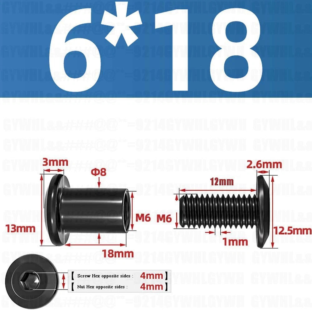 Metric Furniture Connector Bolts with End Cap Nuts — Stainless Steel M2 to M10