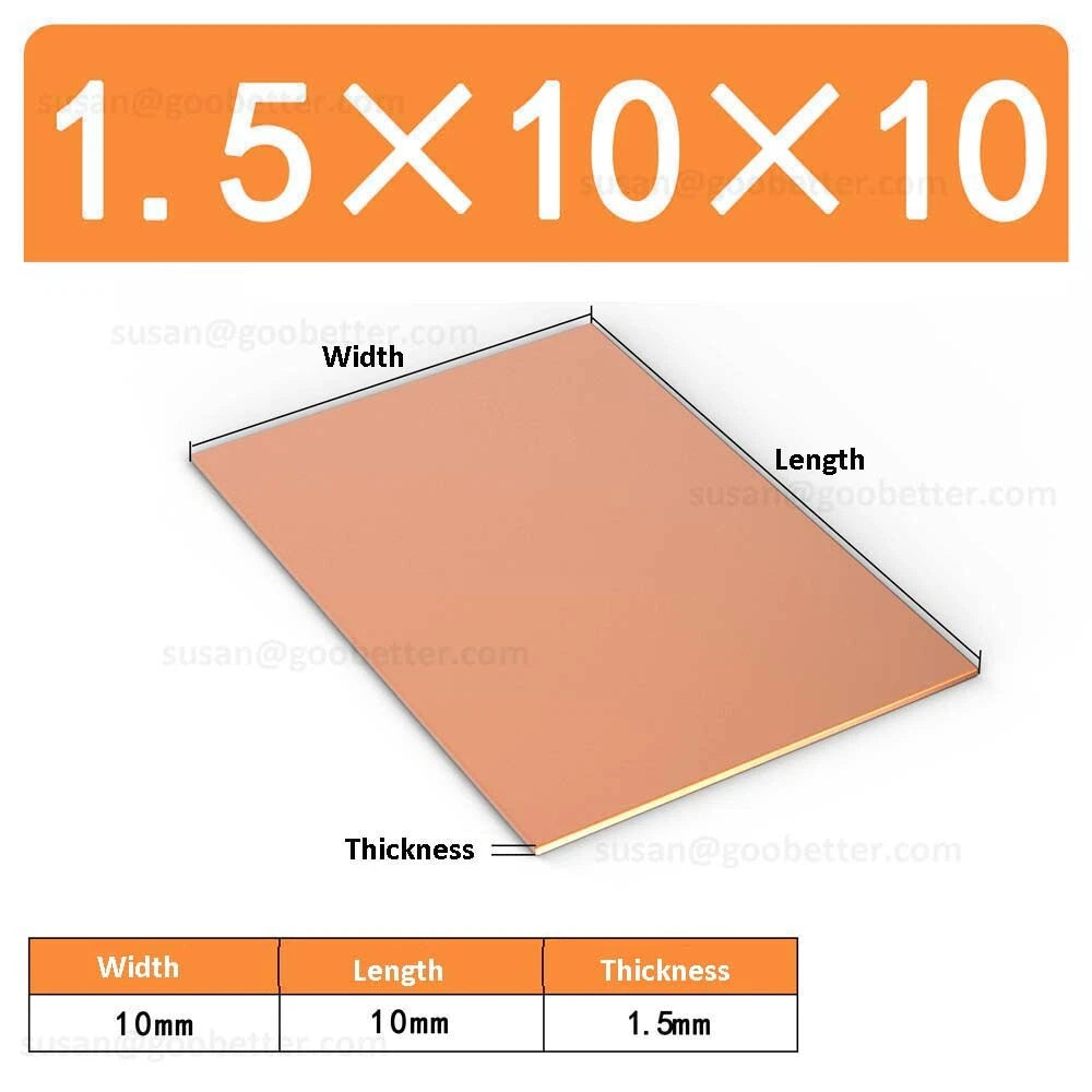 Natural Copper Sheet Metal guillotine cut - 0.3mm to 6.0mm - Multiple Sizes