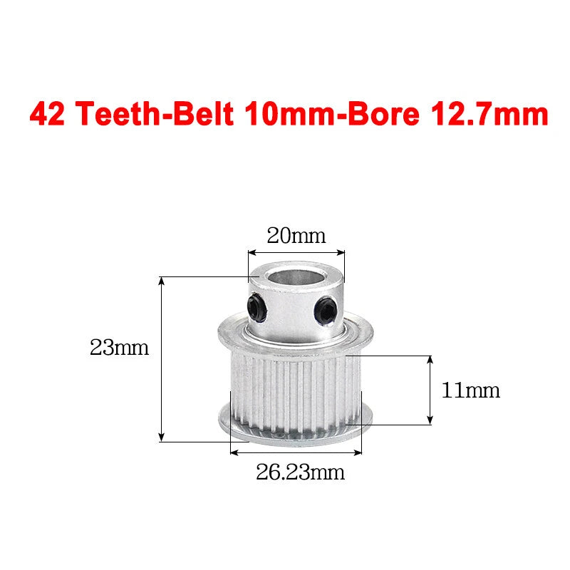 2GT Drive Pulley With Step 16 Tooth - 100 Tooth Bore 4mm - 25mm for 10mm Belt