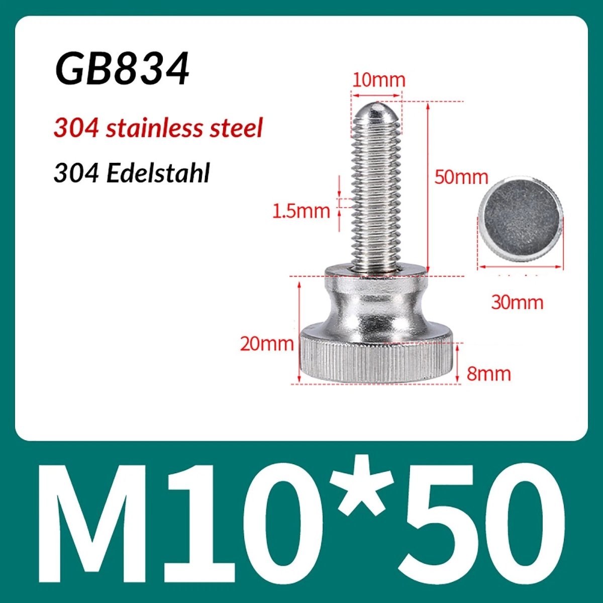 A2 Stainless Steel Knurled Thumb Screws – M2 to M10, Hand Turn Knob Bolts, 4 - 60mm Lengths - HomeDIYer