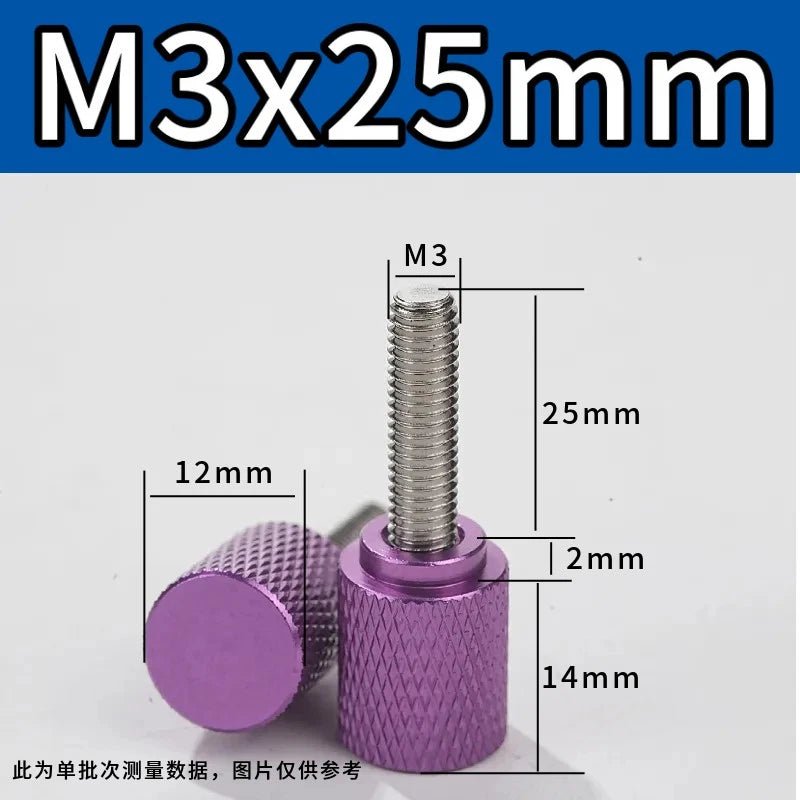 M3 Knurled Thumb Screws – Colored Anodized Aluminum, 6mm to 100mm, 10 Colors - HomeDIYer