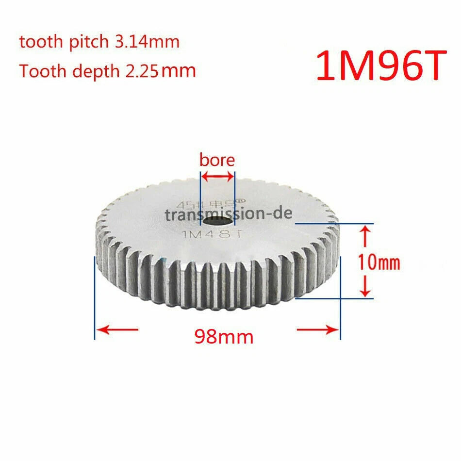 1/1.5 Mod 12T-150T Spur Gear 45# Steel Pinion Gear Thickness 1M-10mm 1.5M-15mm