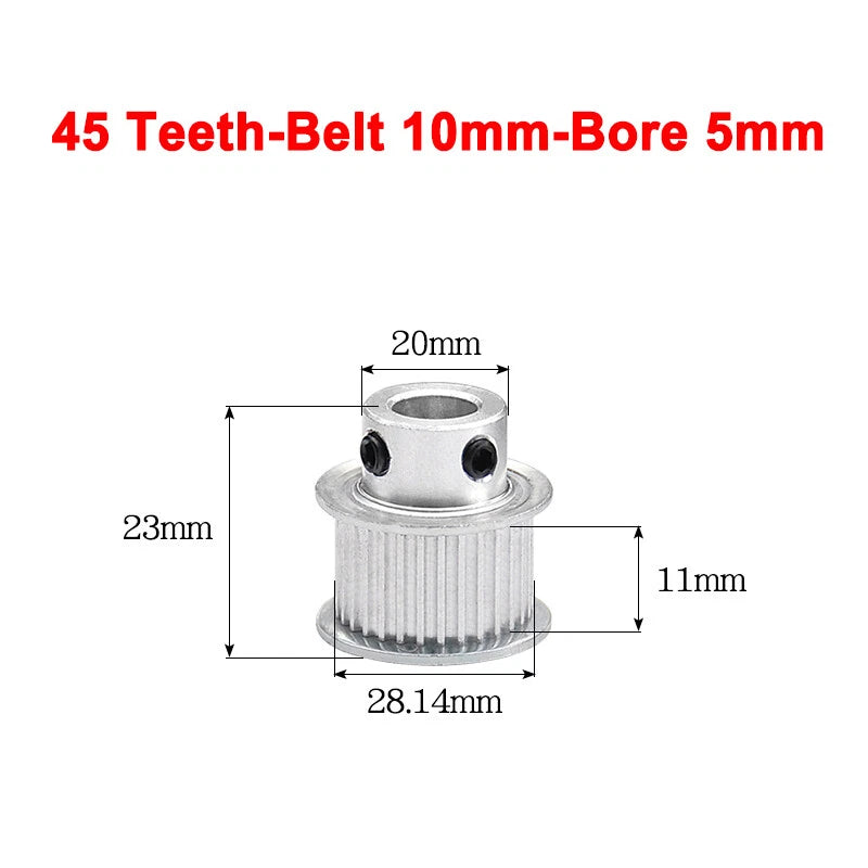 2GT Drive Pulley With Step 16 Tooth - 100 Tooth Bore 4mm - 25mm for 10mm Belt