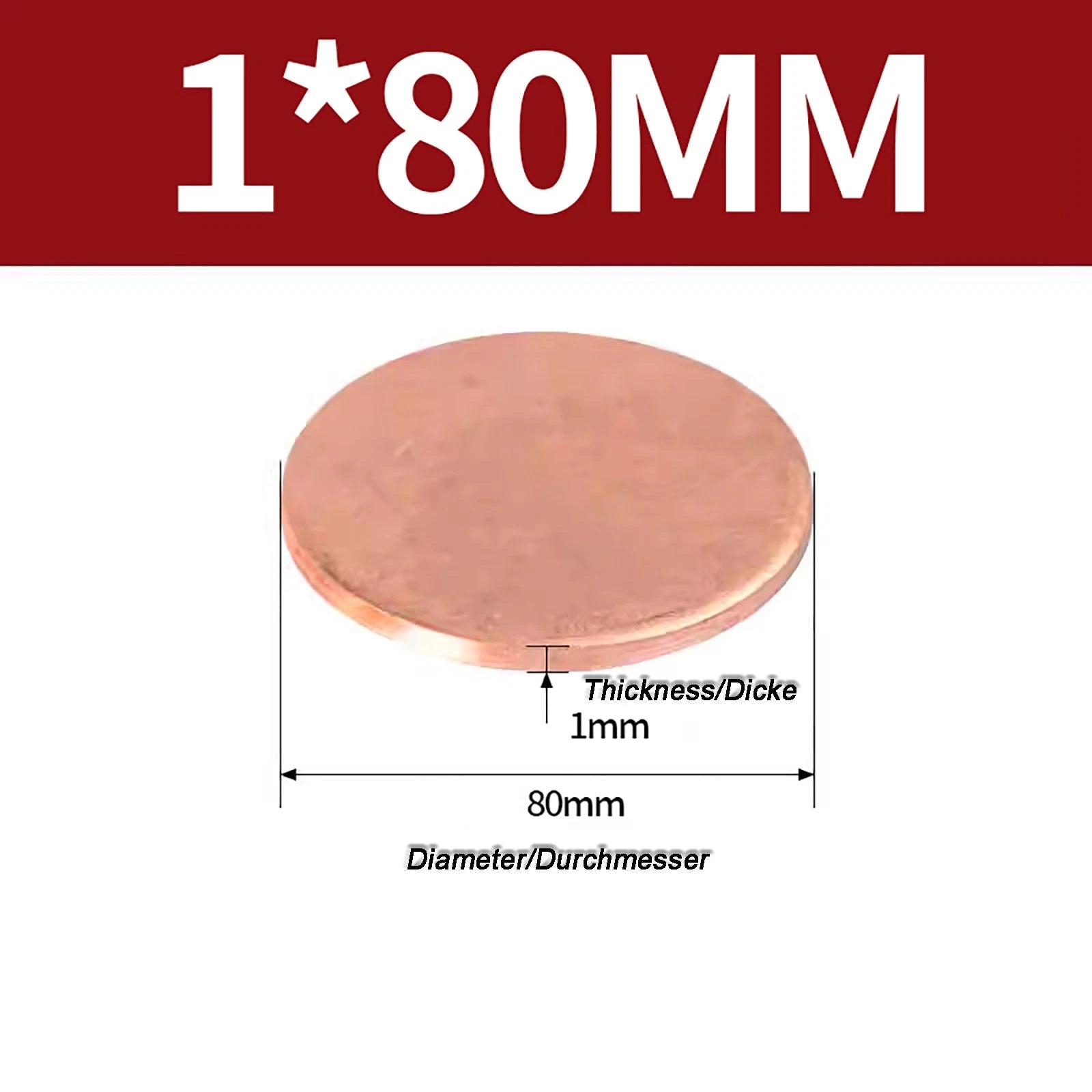 Solid Pure Copper Discs Blanks Round Plate Metal Sheet Thick 0.3~6mm Ø10mm~150mm
