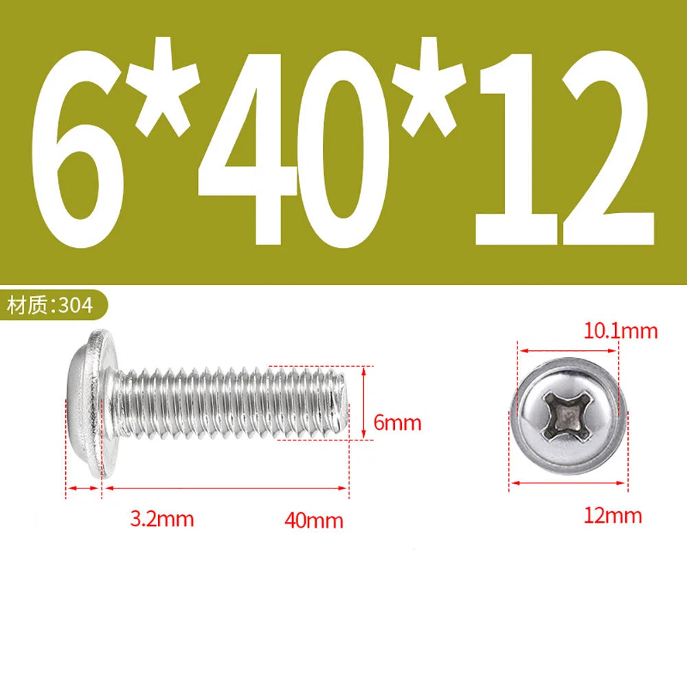 Phillips Flanged Button Head Screws M1.4–M6 | 304 Stainless Steel