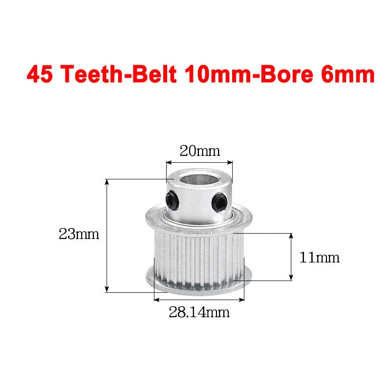 2GT Drive Pulley With Step 16 Tooth - 100 Tooth Bore 4mm - 25mm for 10mm Belt