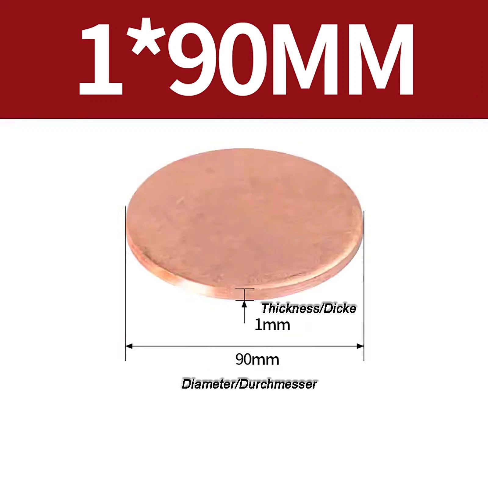 Solid Pure Copper Discs Blanks Round Plate Metal Sheet Thick 0.3~6mm Ø10mm~150mm