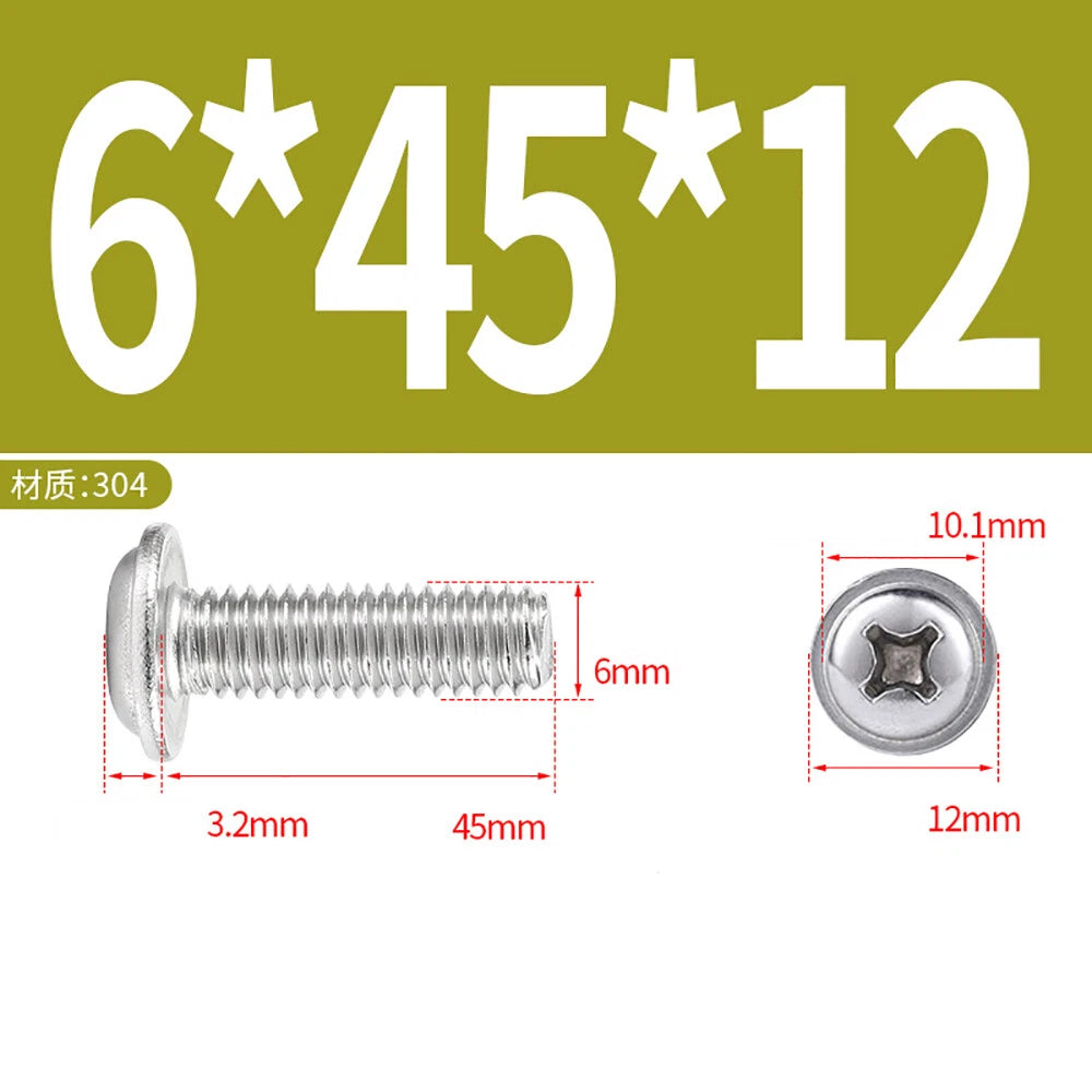 Phillips Flanged Button Head Screws M1.4–M6 | 304 Stainless Steel