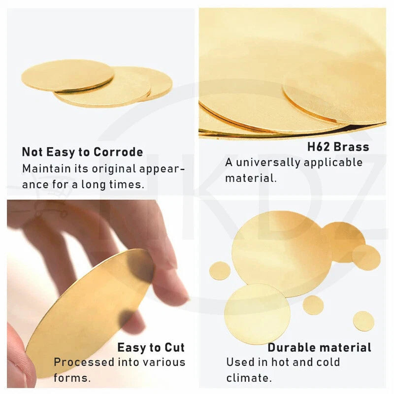 H62 Solid Brass Discs Plate Round Sheets Thickess 4/5/6mm Diameters 10mm -300mm