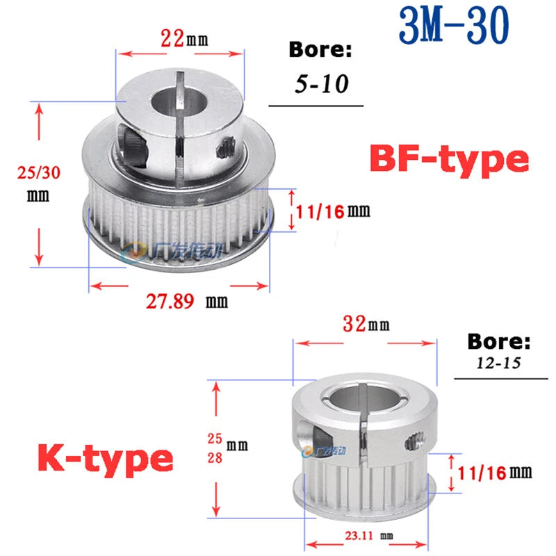 3M Timing Belt Tooth 20T-40T Synchronous Drive Pulley Width 11/16mm Bore 5-15mm