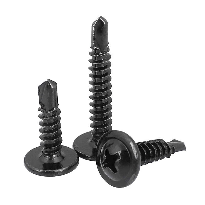 190pcs #8 Black Truss Head Self Tapping Screws – 410 Stainless Steel Kit
