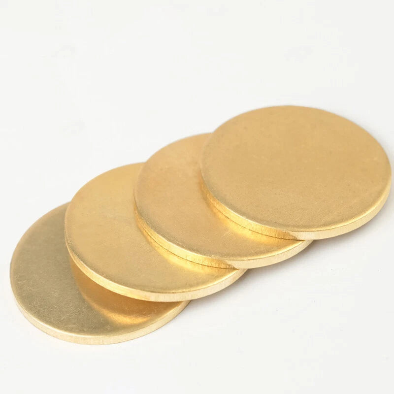 H62 Brass Round Sheet Solid Plate Metal Disc Thickness 0.3/0.5/0.8mm OD 10-300mm