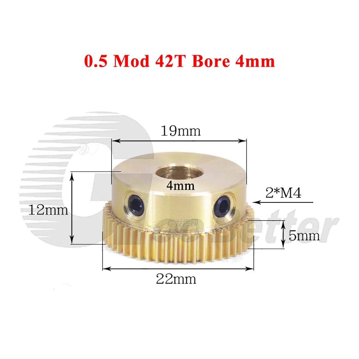 0.5 Mod Brass Pinion Spur Gear 42 Teeth Bore 4/5/6/8mm Motor Transmission Gear
