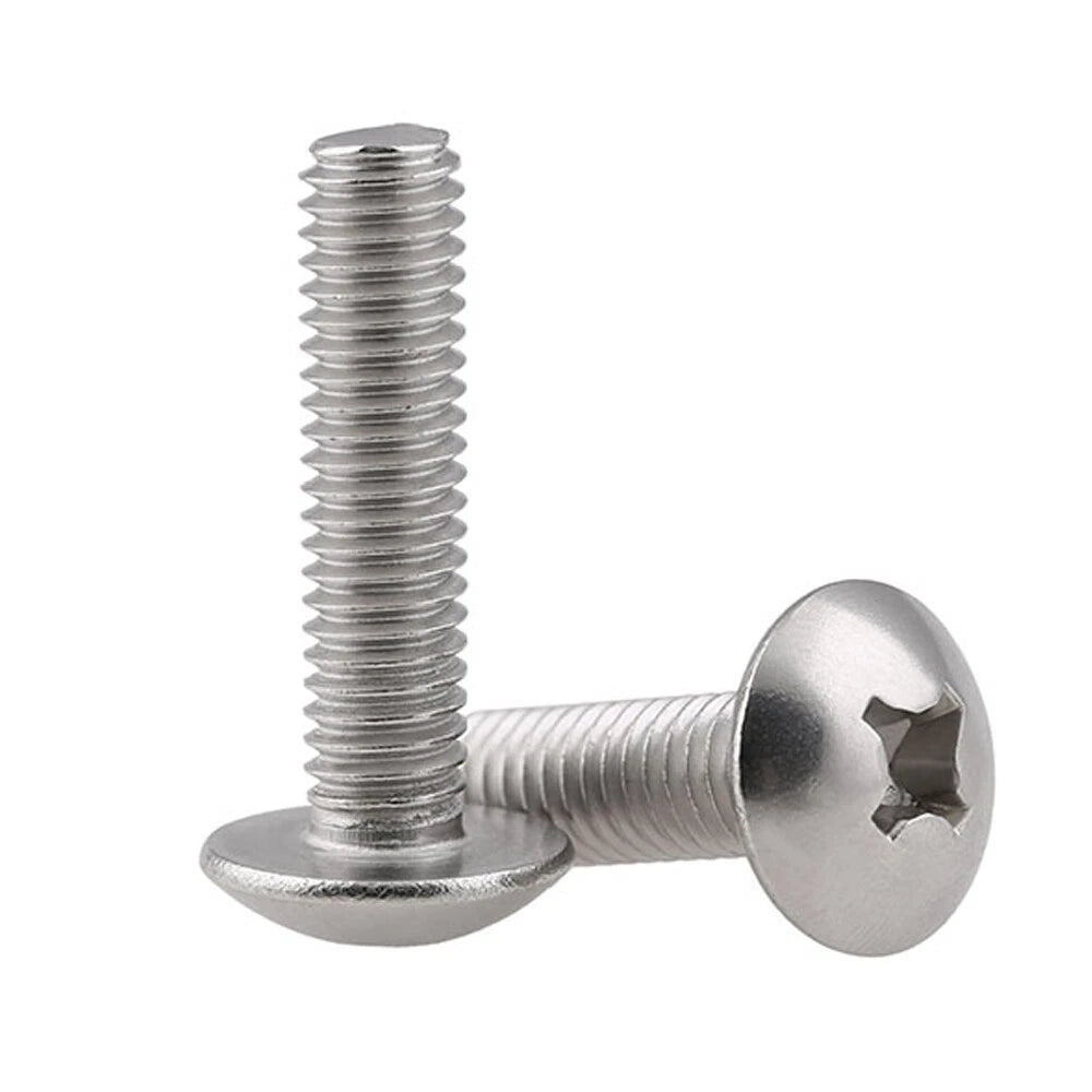 304 Stainless Steel Phillips Truss Head Machine Screws M4 M5 M6 — Wide Pan Head Bolts 6mm to 50mm