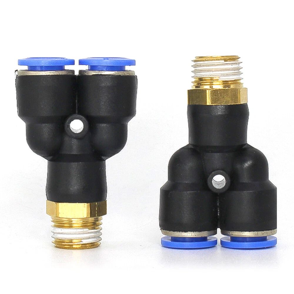 Pneumatic Y-Piece Male Stud Push-Fit Fittings Hose Inline Airline Connector
