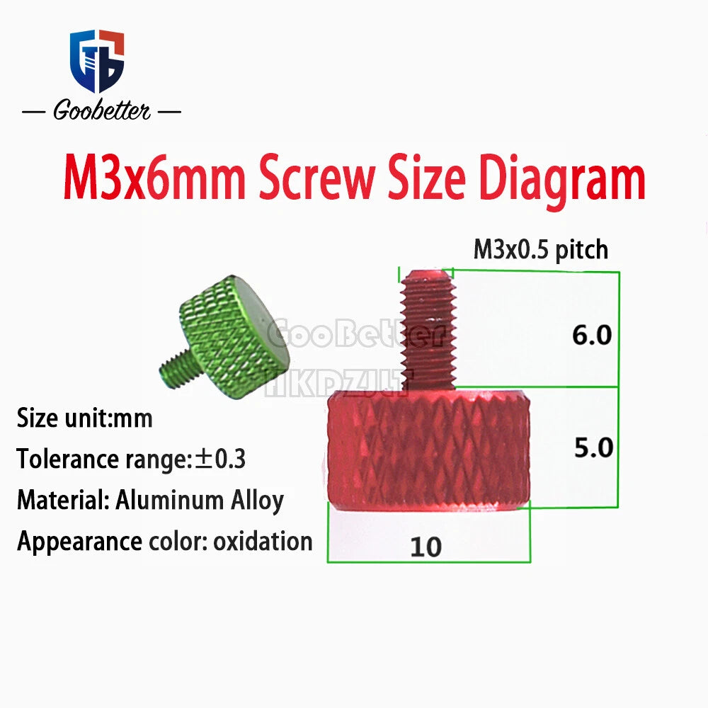 Knurled Thumb Screws M3 Aluminum Alloy DIY Hand Tighten Grip Knob Bolts 5 - 16mm